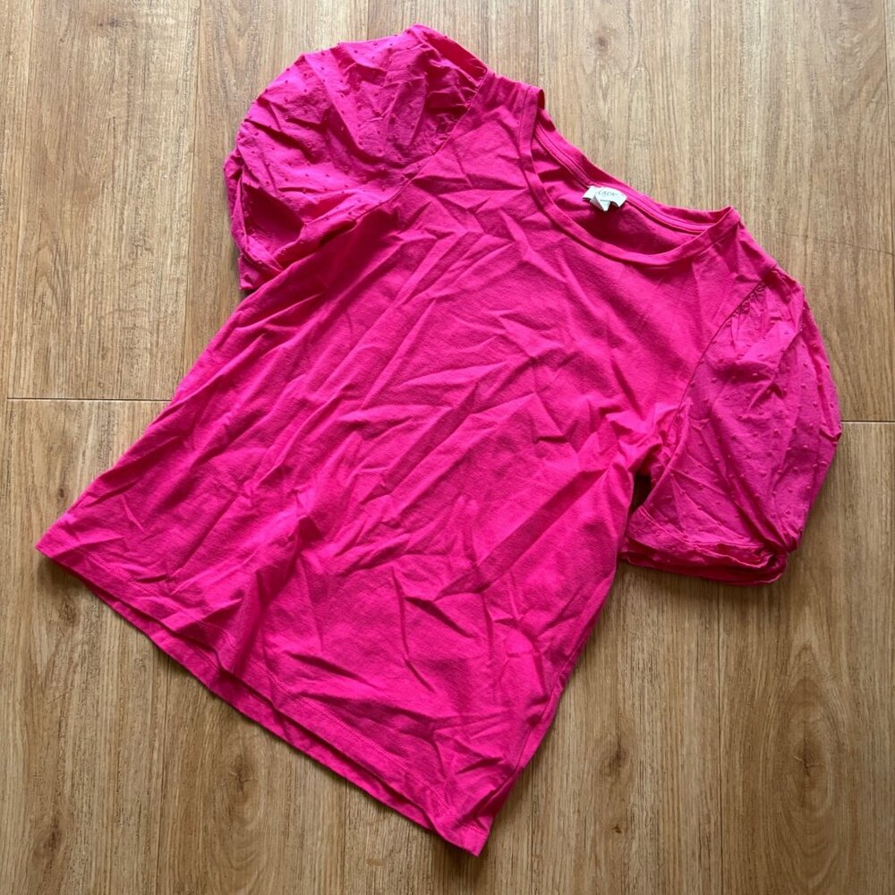 J. Crew Balloon Polka Dot Short Sleeve Scoop Neck Blouse Pink Women’s Size XS